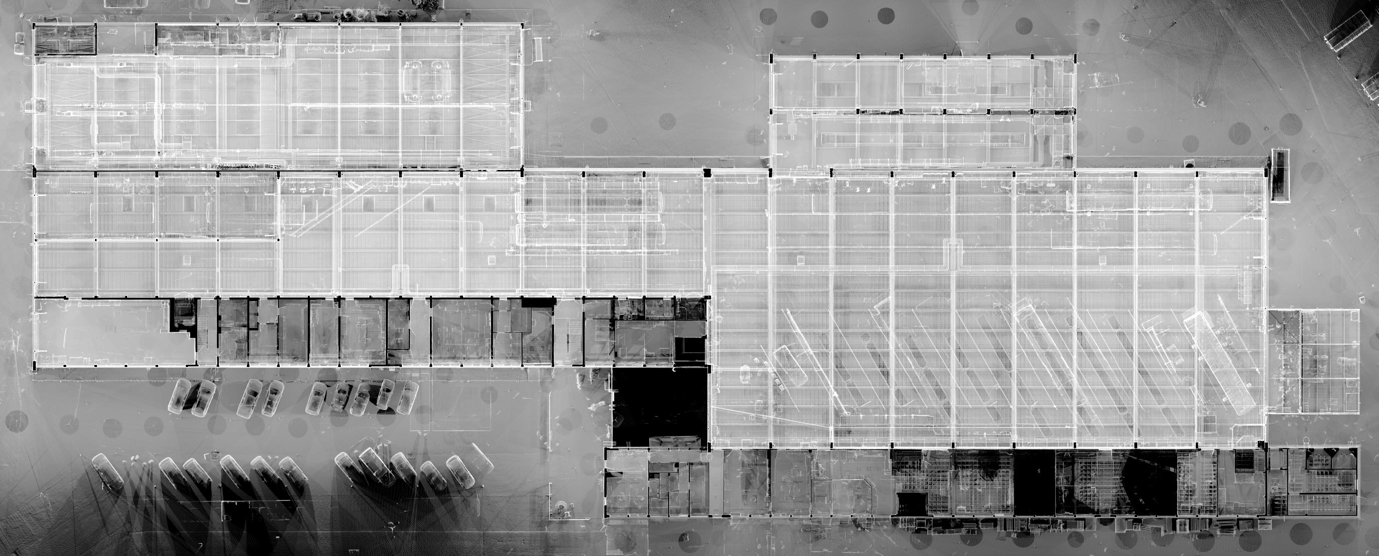 Orthogonaler Grundriss als Negativzeichnung aus dem Scan