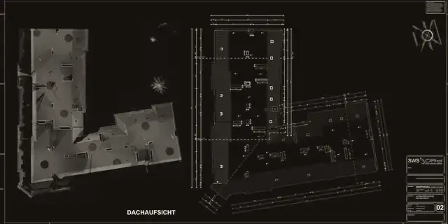 Vorschau: Villa mit Anbau — Dachaufsicht