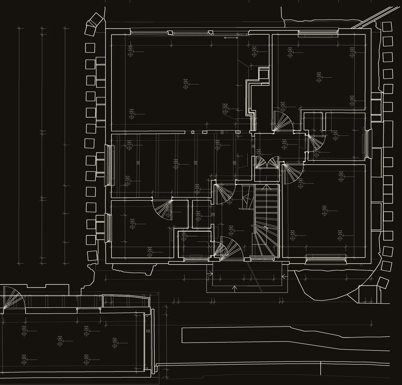 Daraus gezeichneter CAD-Grundriss des Erdgeschosses