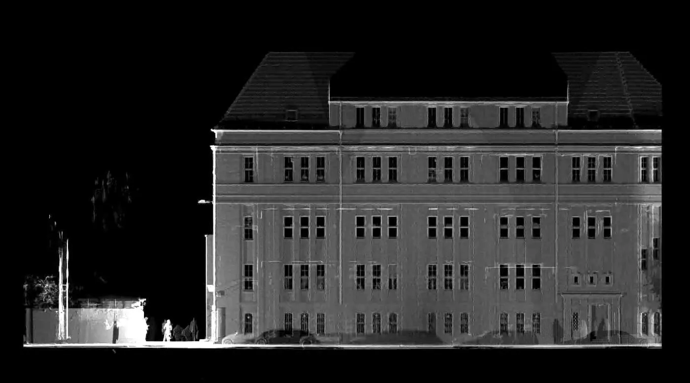 Punktwolke der Fassade des Gleichrichterwerks